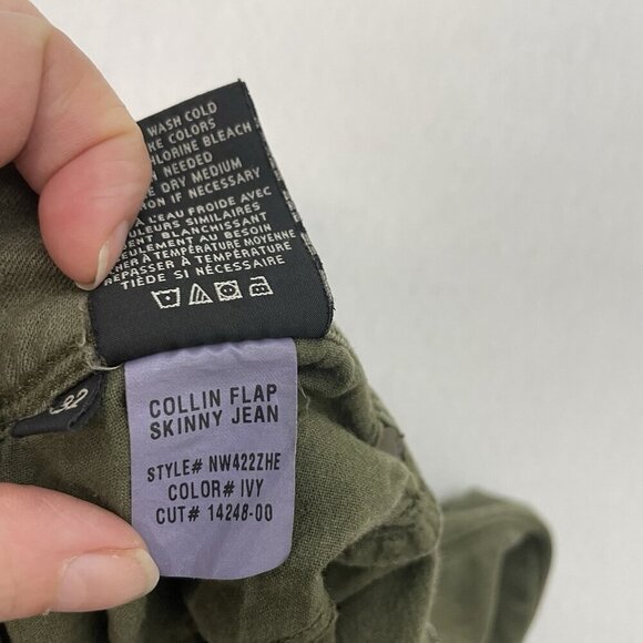 Hudson Low Rise Raw Hem Flap Pocket Skinny Jean Stretch Denim Olive Green sz 32 - Picture 8 of 9